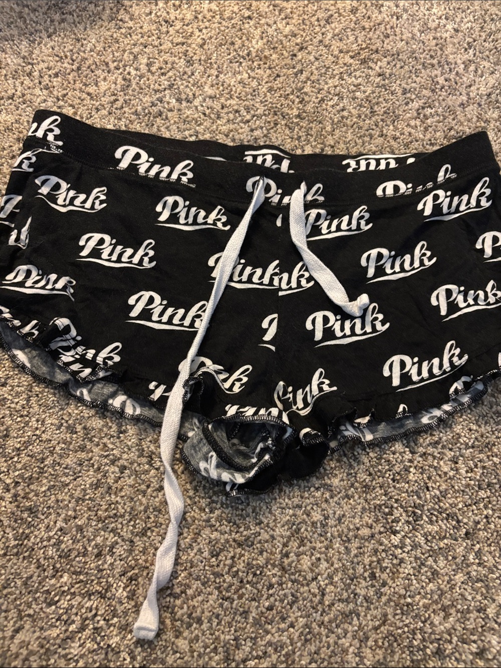 PINK Victoria's Secret Black Logo Drawstring Athletic Shorts